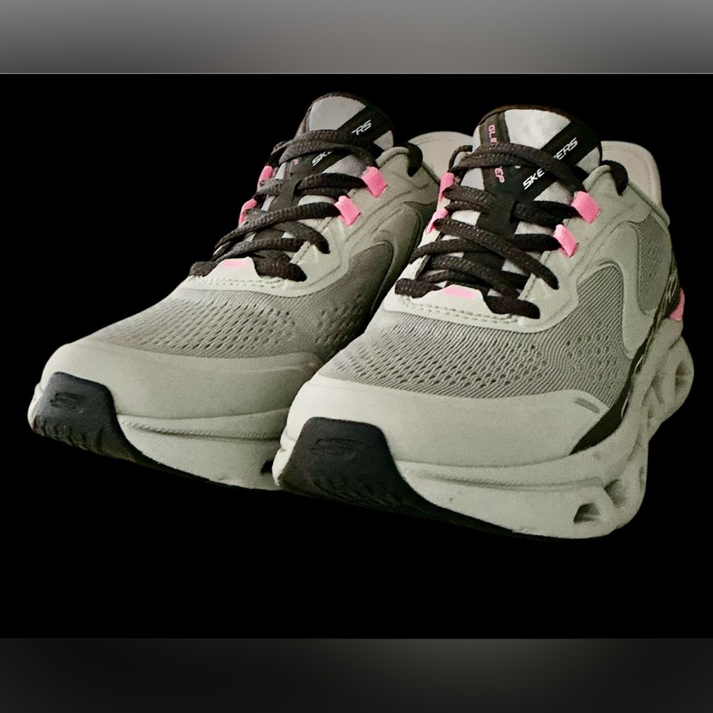 EUC! WOMENS SKETCHERS HANDS FREE SLIP-ONS GRAY AND PINK - Picture 6 of 10